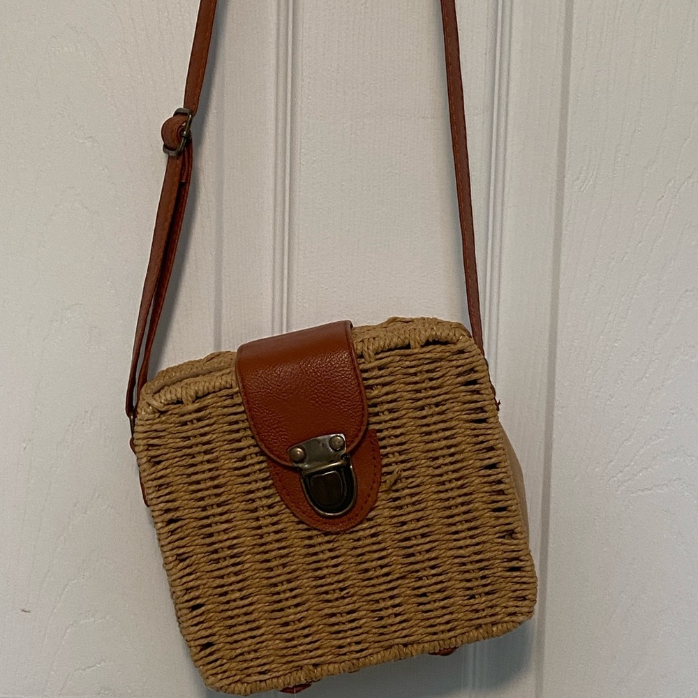 Brown Woven Crossbody Bag
